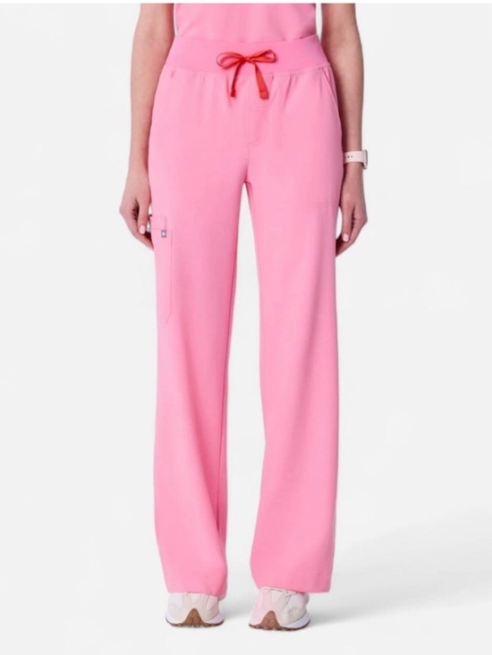 Figs Pants - Figs Isabel Sunrise Pink high rise wide leg scrub pants size L regular NWT